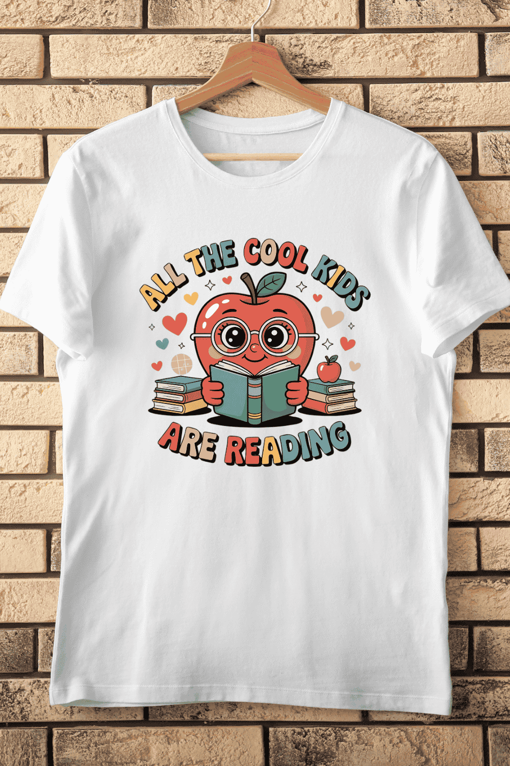 All The Cool Kids Are Reading T-Shirt Design pinterest preview image.