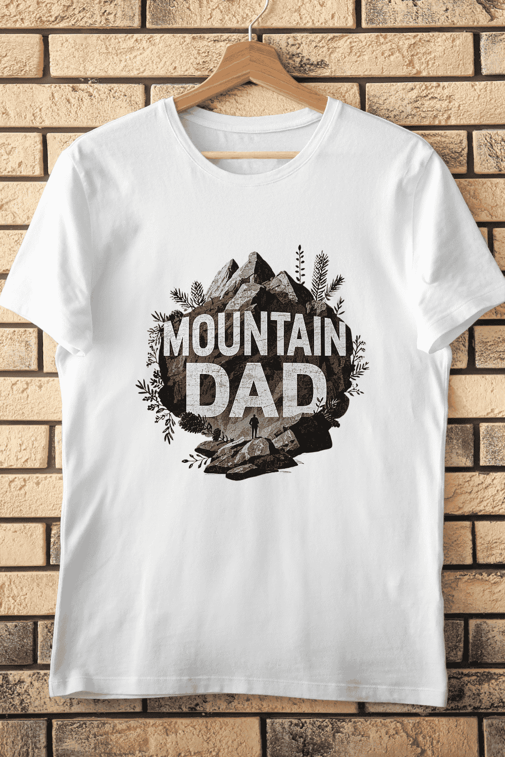 Vintage Style Mountain Dad T-Shirt Design pinterest preview image.
