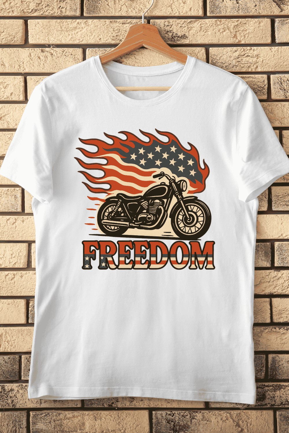 Patriotic Biker Flame T-Shirt Design pinterest preview image.