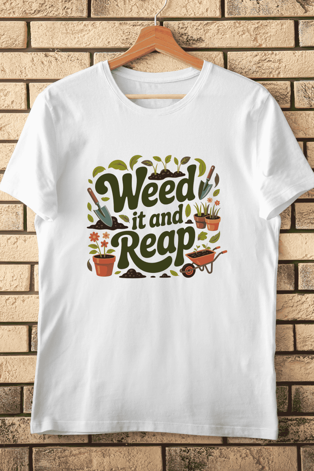 Weed It and Reap Gardening Quote T-Shirt Design pinterest preview image.