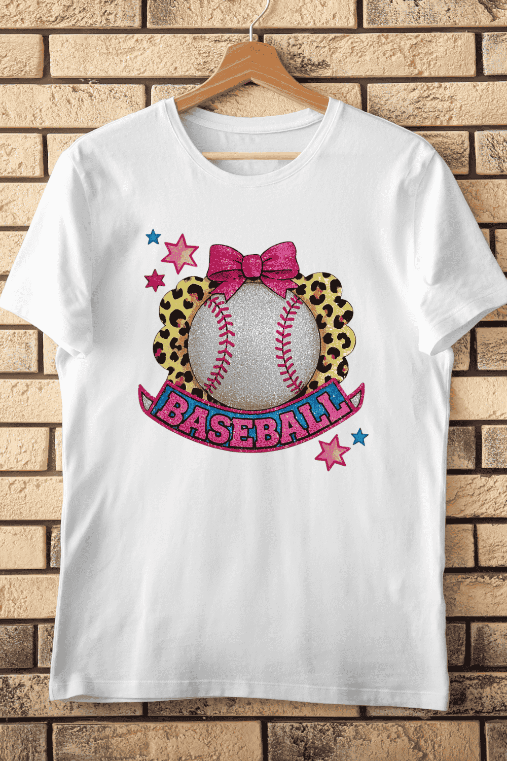 Sparkly Baseball T-Shirt Design pinterest preview image.