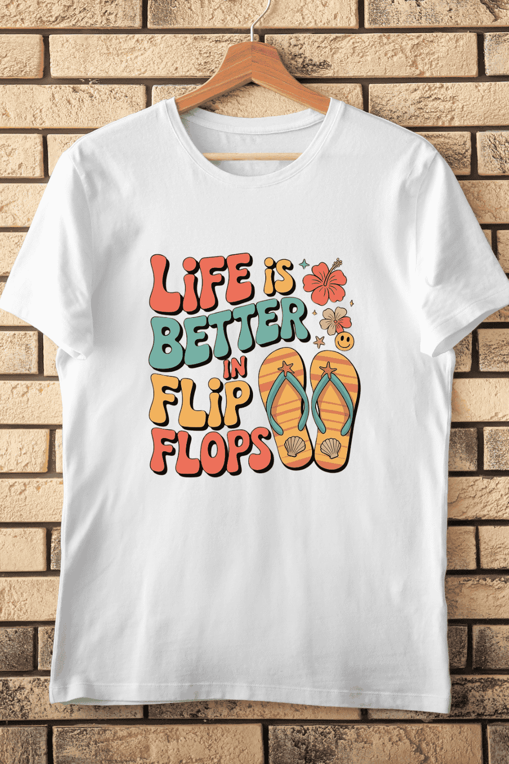 Flip Flop Summer Slogan T-Shirt Design pinterest preview image.
