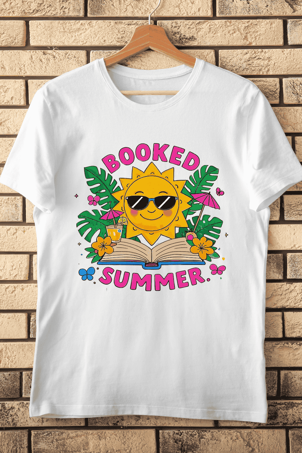 Summer Vacation Reading T-Shirt Design pinterest preview image.
