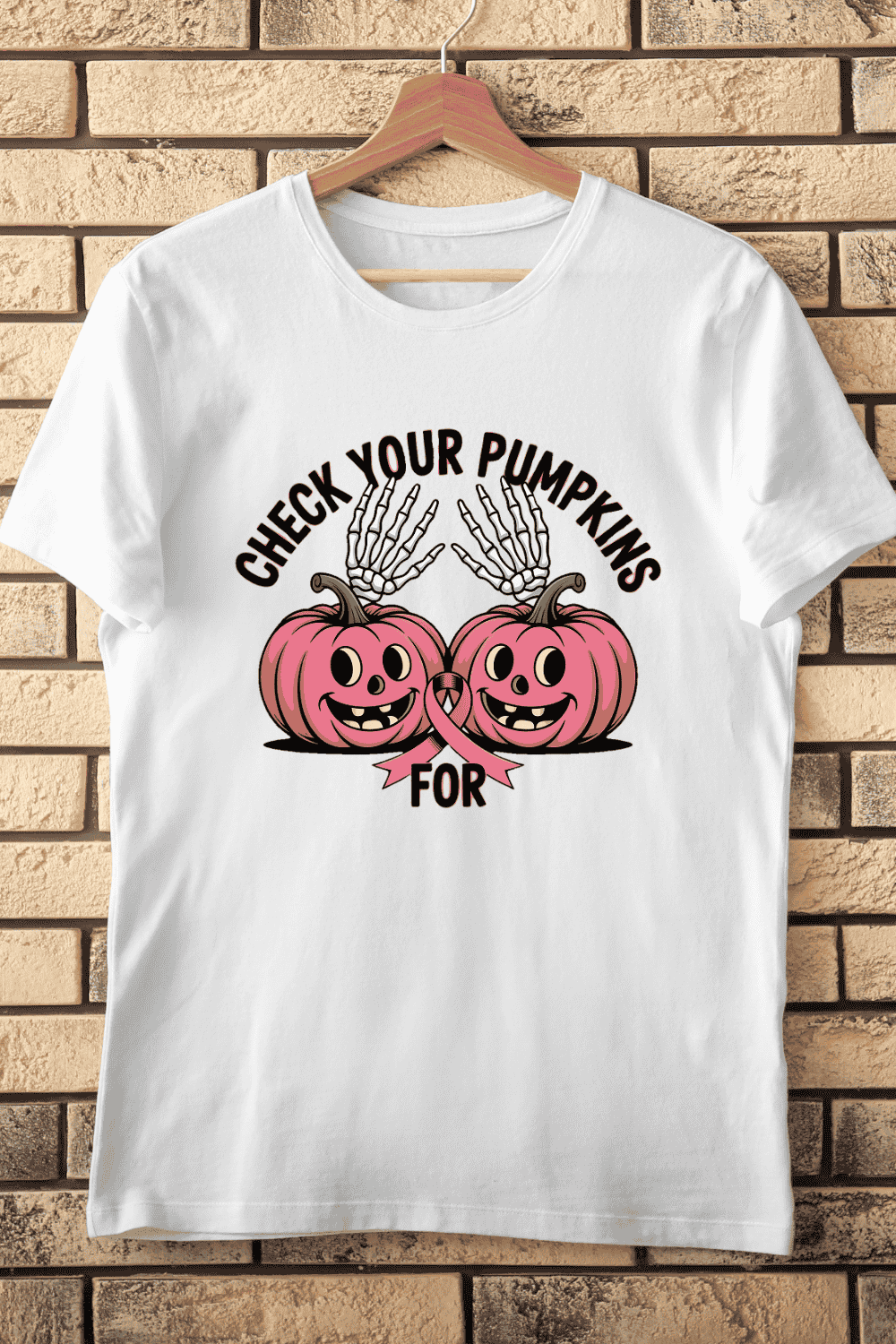 Breast Cancer Awareness Pumpkins T-Shirt Design pinterest preview image.