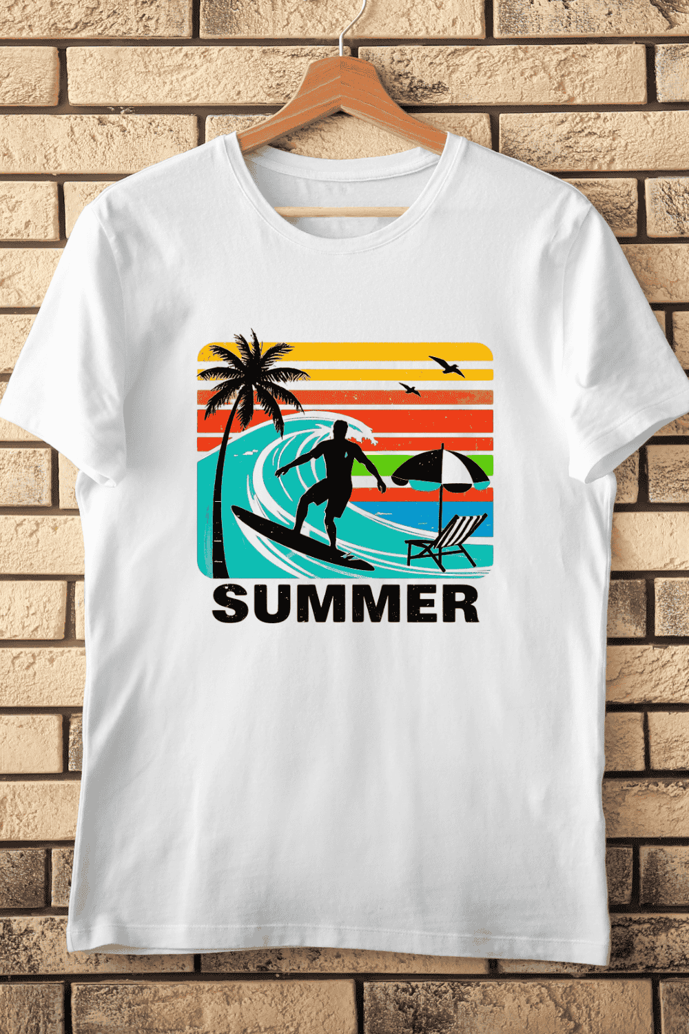 Summer Surfing PNG for T-Shirt Design pinterest preview image.