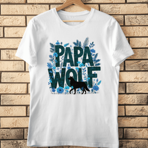 Strong Father Wolf T-Shirt Design cover image.