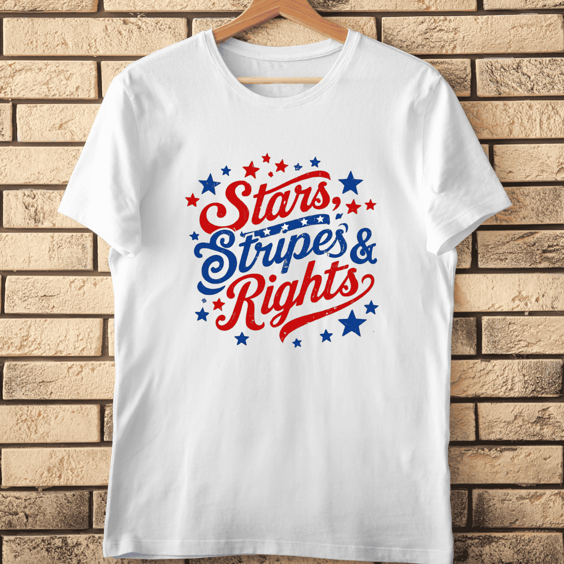 Distressed USA Patriotic Text T-Shirt Design cover image.