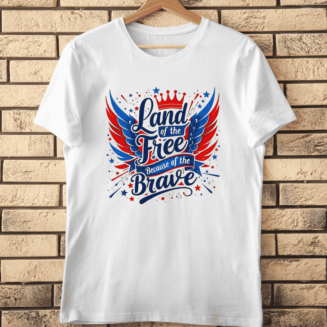 Patriotic USA Wings and Crown T-Shirt Design cover image.