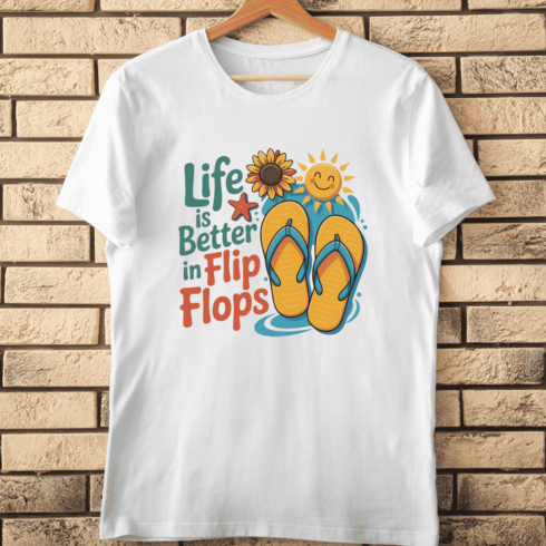 Life is Better in Flip Flops Summer T-Shirt Design cover image.