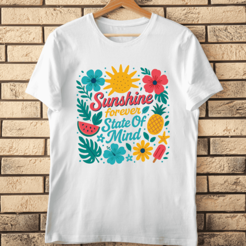 Sunshine Forever Tropical T-Shirt Design cover image.