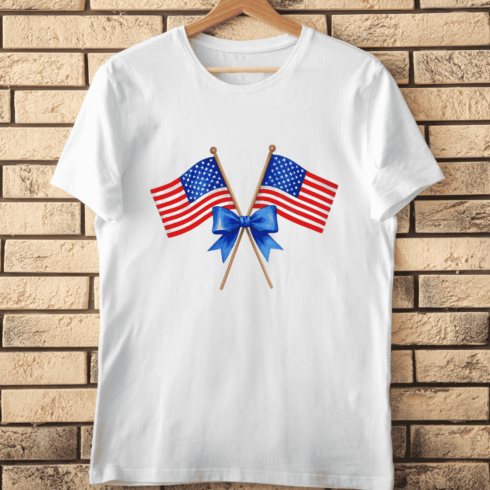 Crossed American Flags T-Shirt Design cover image.