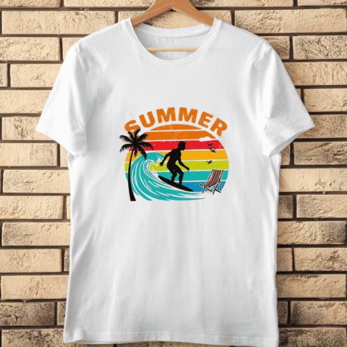 Summer Vacation Distressed T-Shirt Design cover image.