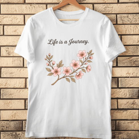 Life is a Journey Floral PNG T-Shirt Design cover image.