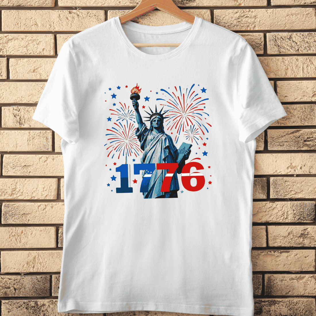 Statue of Liberty 1776 Fireworks T-Shirt Design cover image.