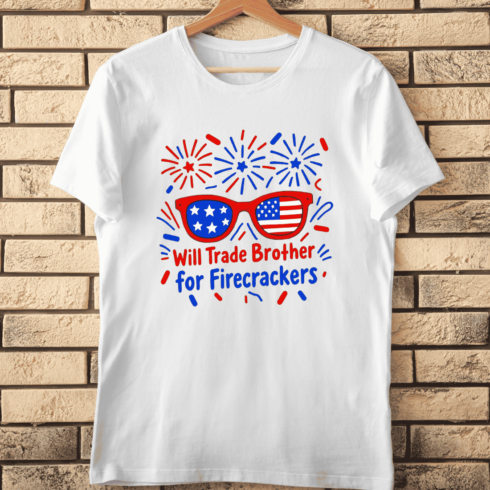 Patriotic Sunglasses Fireworks T-Shirt Design cover image.