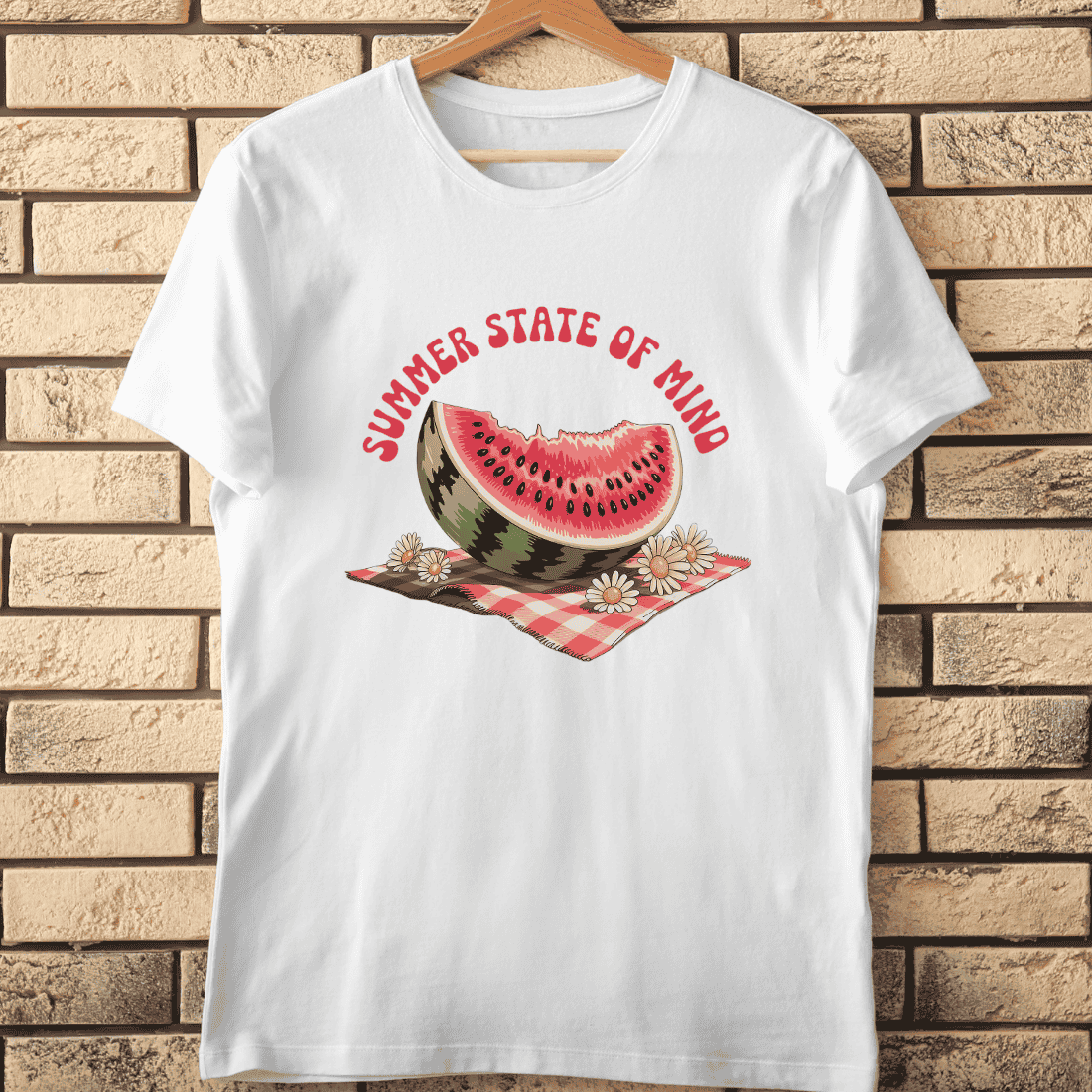 Summer State of Mind Watermelon Picnic T-Shirt Design cover image.