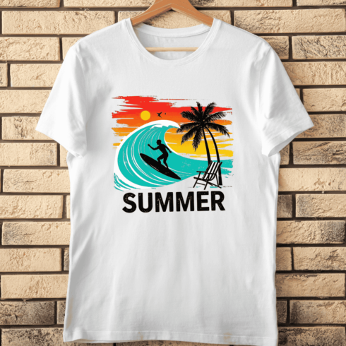 Retro Beach Sunset T-Shirt Design cover image.