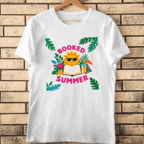 Open Book and Smiling Sun T-Shirt Design cover image.
