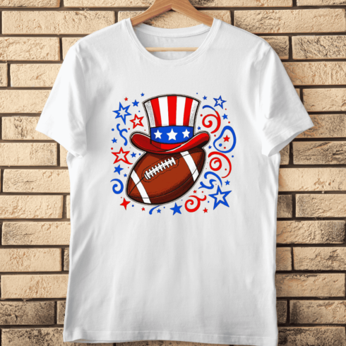 4th of July Football T-Shirt Design cover image.