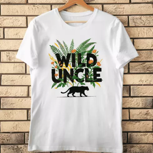 Jungle Theme Uncle with Orange Marigolds T-Shirt Design cover image.