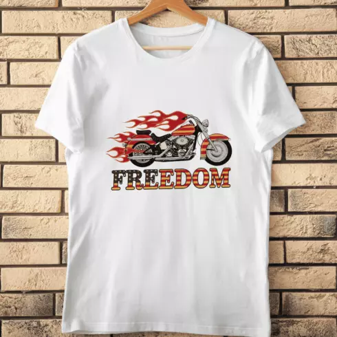 Freedom Motorcycle Flames T-Shirt Design cover image.