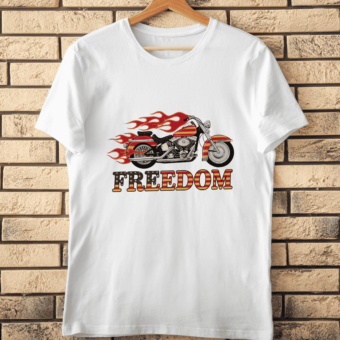 Freedom Motorcycle Flames T-Shirt Design cover image.