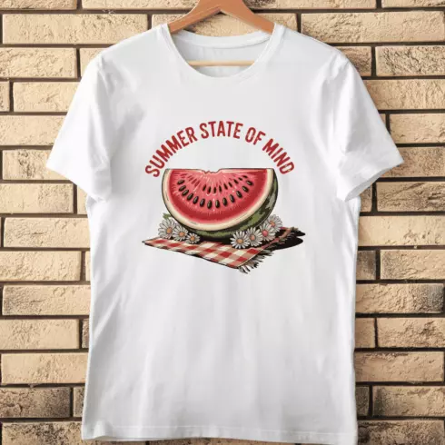 Watermelon Slice with Flowers T-Shirt Design cover image.