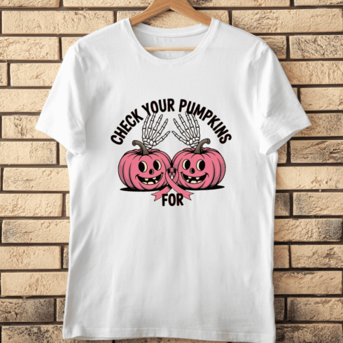 Breast Cancer Awareness Pumpkins T-Shirt Design cover image.