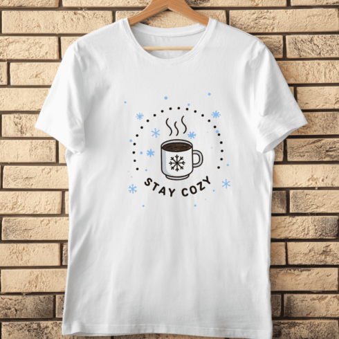 Snowflake Frame Coffee Cup T-Shirt Design cover image.
