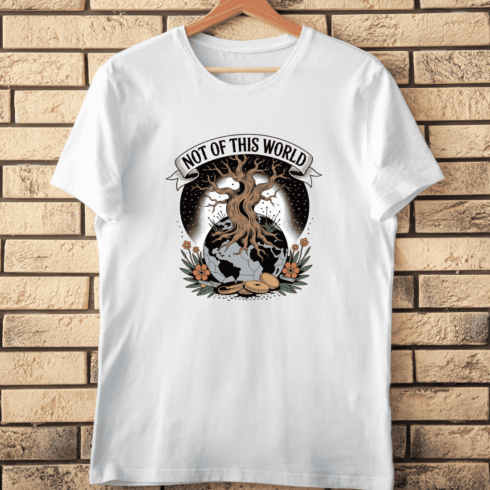 Not Of This World Surreal Earth Tree T-Shirt Design cover image.