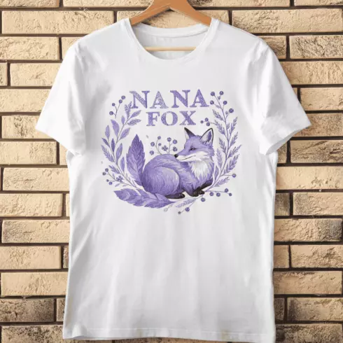 Nana Fox Botanical Wreath T-Shirt Design cover image.