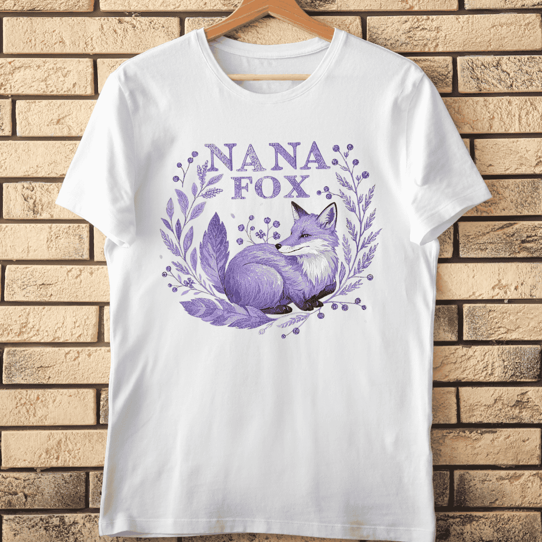 Nana Fox Botanical Wreath T-Shirt Design cover image.