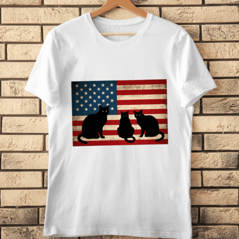 American Flag Black Cats T-Shirt Design cover image.