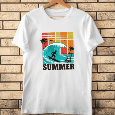 Colorful Ocean Wave T-Shirt Design cover image.
