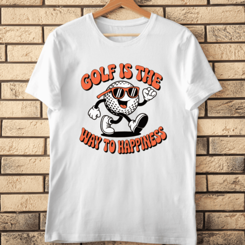 Cheerful Golf Ball Mascot T-Shirt Design cover image.