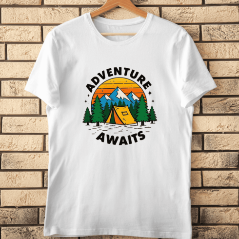 Mountain Forest Camping T-Shirt Design cover image.