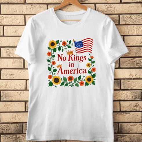 No Kings in America PNG for T-Shirts Design cover image.