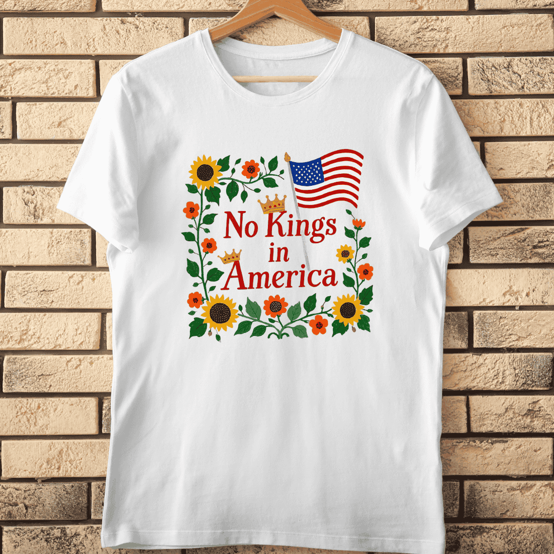 No Kings in America PNG for T-Shirts Design cover image.