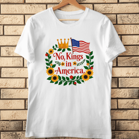Patriotic Freedom with Sunflowers and Flag T-Shirt Design cover image.