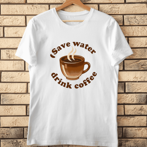 Save Water Drink Coffee PNG for T-Shirts Design cover image.