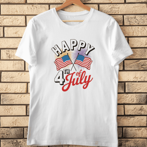 Patriotic Fourth of July with Fireworks T-Shirt Design cover image.
