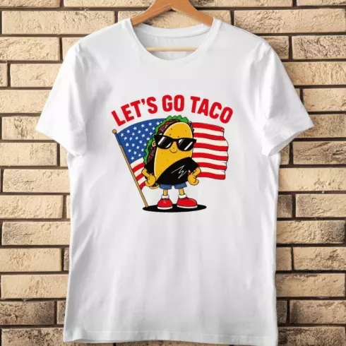 Let's Go Taco American Flag T-Shirt Design cover image.
