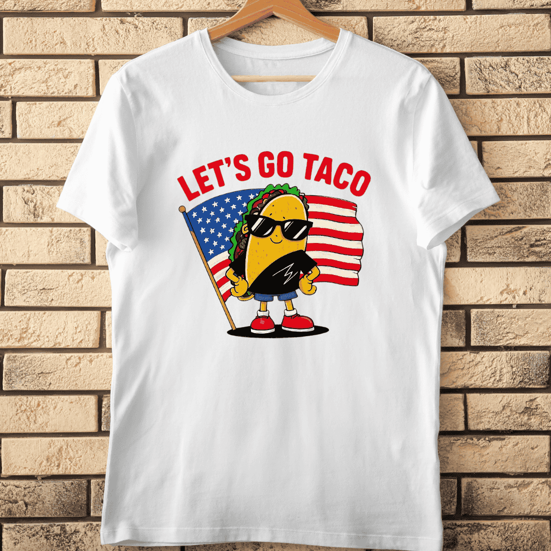 Let's Go Taco American Flag T-Shirt Design cover image.
