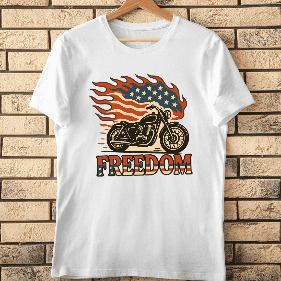 Patriotic Biker Flame T-Shirt Design cover image.