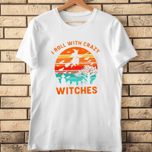 Funny Witch Flying T-Shirt Design cover image.