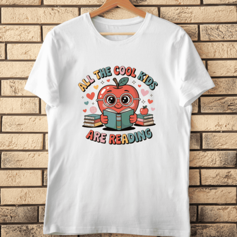 All The Cool Kids Are Reading T-Shirt Design cover image.