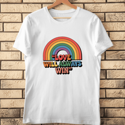 Rainbow Flag Love Message T-Shirt Design cover image.