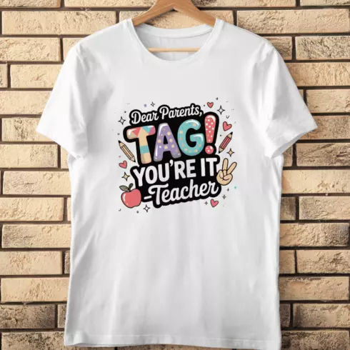 Teacher Summer Break Colorful Typography T-Shirt Design cover image.