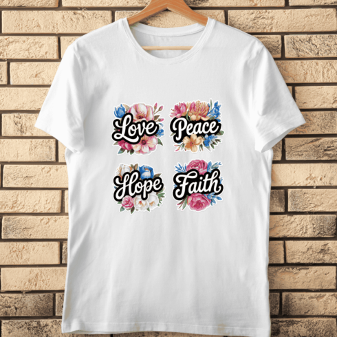 Love Peace Hope Faith Floral PNG T-Shirt Design cover image.