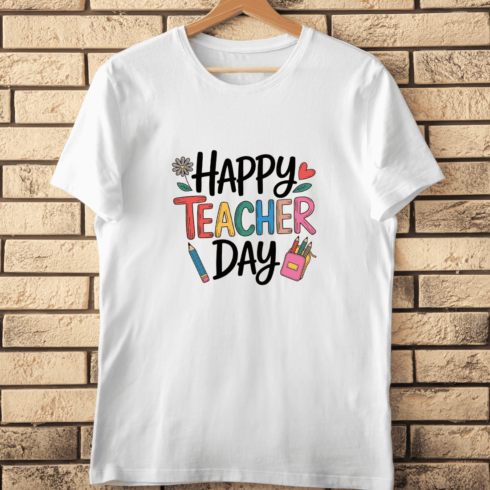 Colorful Teacher's Day T-Shirt Design cover image.